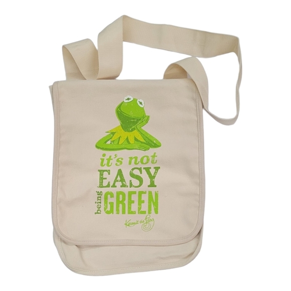 NWOT HALLMARK MUPPETS KERMIT THE FROG NOT EASY BEING GREEN MESSENGER / BOOK BAG - Picture 3 of 6